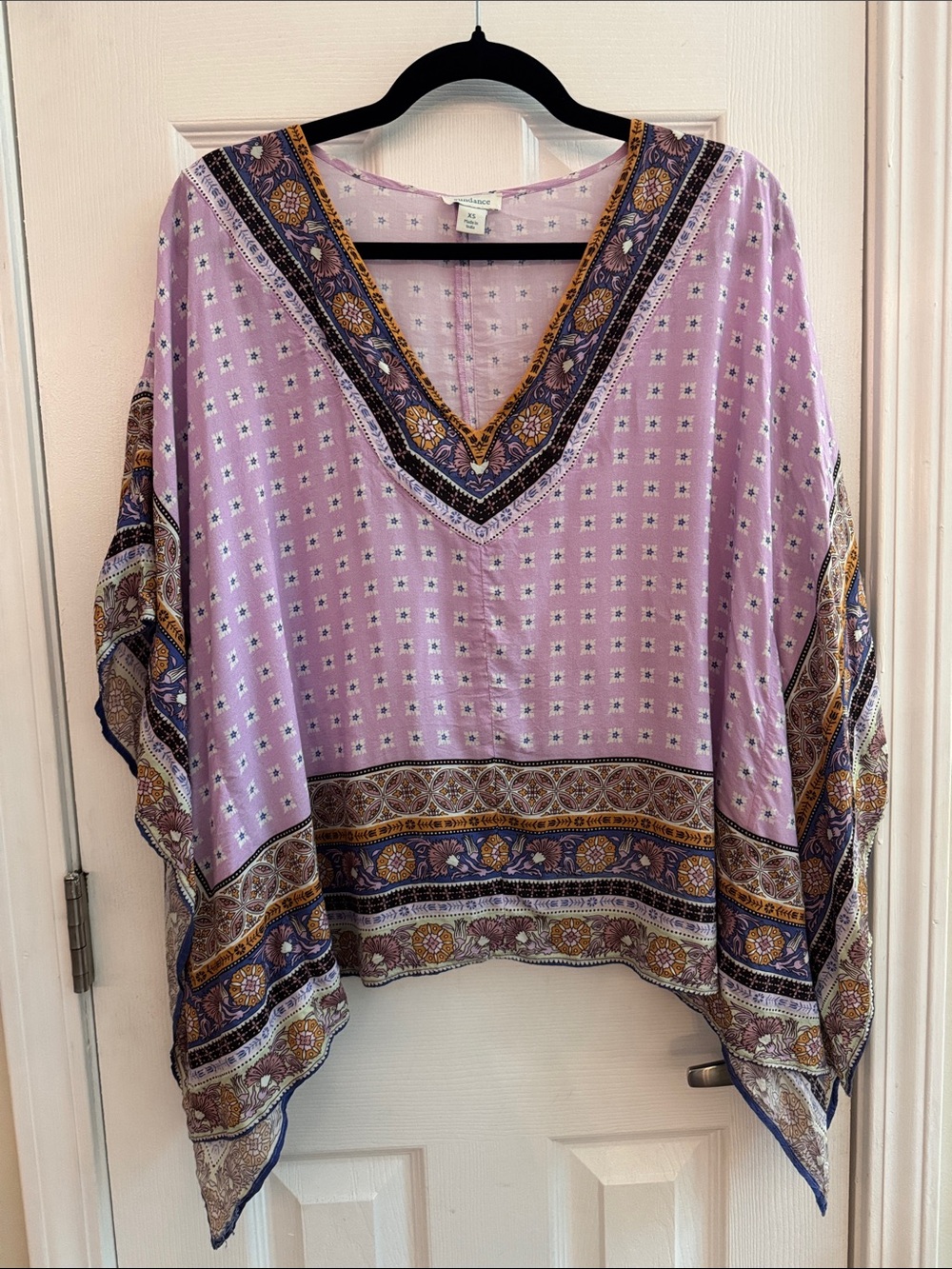 SUNDANCE Floral Boho Top Oversized Lavender Size XS